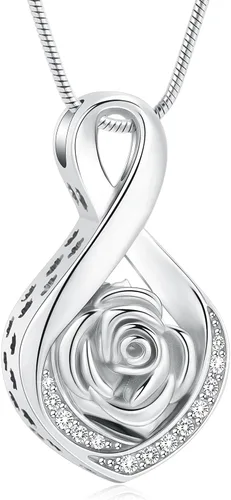 Vista 8 de Roseflower - Joyería de cremación para cenizas, collar de urna infinita para cenizas, recuerdos conmemorativos, joyería para mujeres, niñas