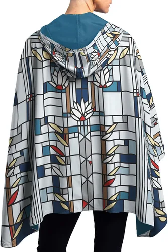 Vista 11 de RainCaper Cherry Blossoms Poncho de lluvia para mujer con capucha reversible Flores de cerezo