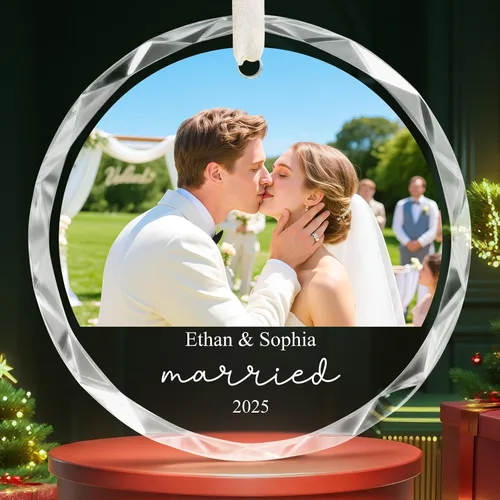 Vista 23 de Adornos de Navidad personalizados 2025, adorno de Navidad personalizado de doble cara, adorno de foto para árbol de Navidad para niños, mamá, papá