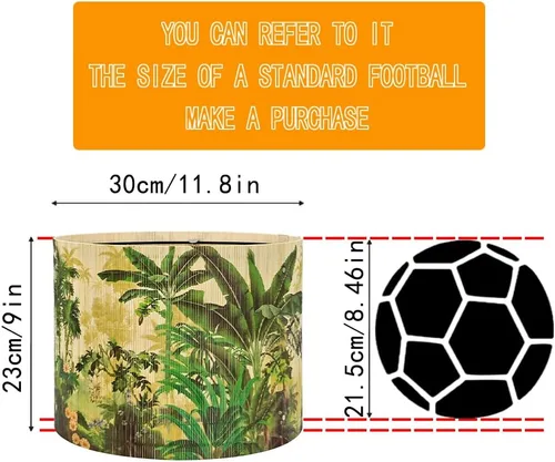 Vista 2 de Pantalla de bambú con diseño de plantas tropicales, adecuada para lámparas de pie y lámparas de escritorio, translúcida en forma de cubo, decoración