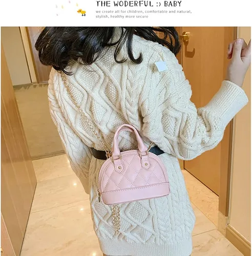Vista 4 de Bolso bandolera para niños pequeños con forma de concha pequeña con cadena para niños