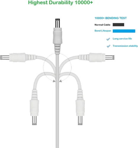 Vista 3 de Cable de extensión Alexa DC de 10 pies para Echo (1ª y 2ª generación), Echo Show (1ª generación), Echo Plus, Fire TV (2.ª generación), Echo Look