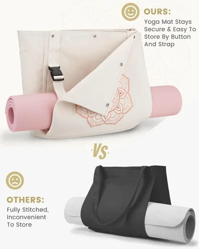 Vista 2 de Gonex Bolsa para Esterilla de Yoga, Bolsa de Gimnasio Tipo Tote con Múltiples Bolsillos para Mujeres y Hombres, Portaesterillas de Yoga de Lona