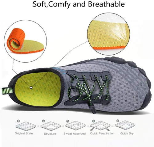 Vista 4 de MAYZERO Zapatos de agua para hombres y mujeres, zapatos de surf, playa, piscina, zapatos de punta ancha, senderismo, zapatos de agua, zapatillas
