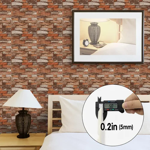 Vista 4 de Papel tapiz de ladrillo 3D autoadhesivos, paneles de pared 3D, papel tapiz extraíble, impermeable, espuma de polietileno, pintable, para dormitorio