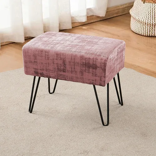 Vista 24 de Home Soft Things Otomana rectangular de terciopelo mullido de color verde ágata de 19 pulgadas para sala de estar, banco de entrada de espacio