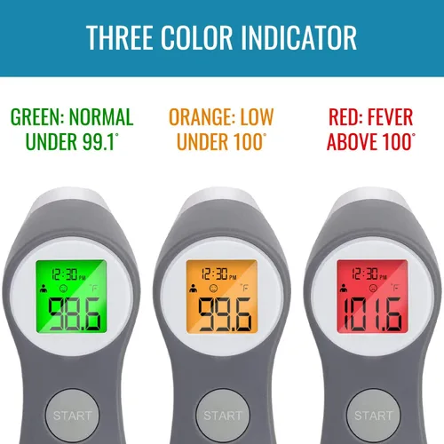 Vista 2 de HealthSmart Termómetro digital para adultos y niños, pistola de temperatura infrarroja para la frente para probar objetos o aire