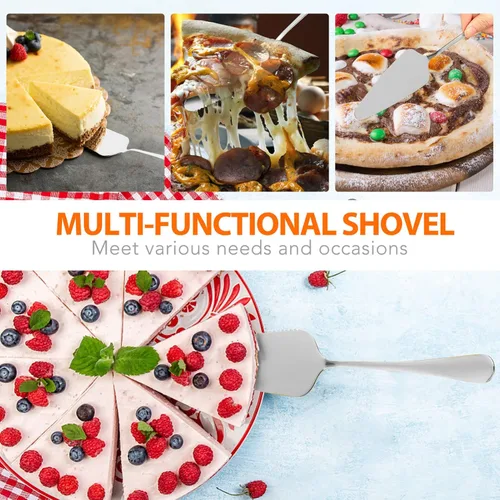 Vista 7 de 1 elevador de pizza con 2 servidores de postres de acero inoxidable, espátula, servidor de tartas, herramientas para servir pasteles de boda, palas