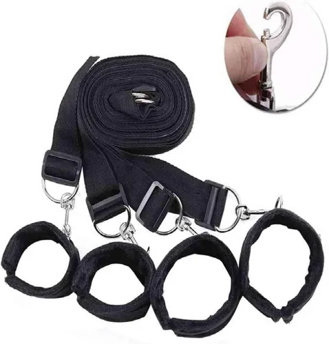 Vista 2 de Correas de cama Bonage para cama Queen, correas de amarre sexuales, sujetadores de cama tamaño King, juego de adultos para tobillo y muñeca, bandas