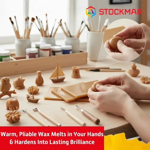 Vista 4 de Stockmar Hojas de cera de abejas para modelar – 3 hojas de color natural para escultura creativa, trabajo manual, diseños artísticos y modelado