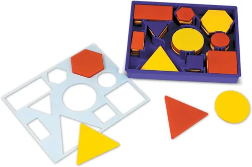 Vista 3 de Learning Resources Juego de escritorio de bloques de atributos en bandeja, bloques matemáticos, juego de 60 piezas, a partir de 5 años
