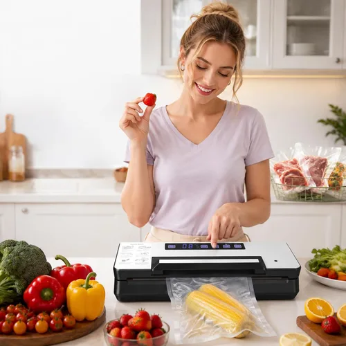 Vista 2 de Vacuum Sealer Machine, 100kPa Dry/Moist Food Sealer With Cutter