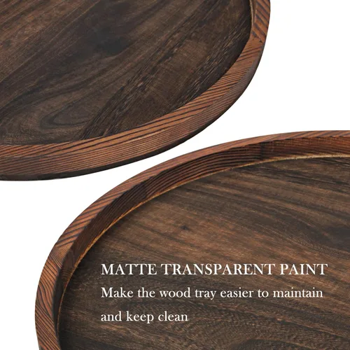 Vista 3 de Gurfuy Bandeja de madera rústica de 20 pulgadas para servir – Bandeja redonda extragrande para mesa de café decorativa de granja de gran