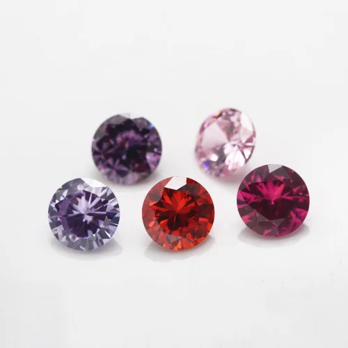 Vista 8 de 12 piedras de cumpleaños 1 unids por color redondo suelto Cubic Zirconia piedras sintéticas rubí sintético espinela
