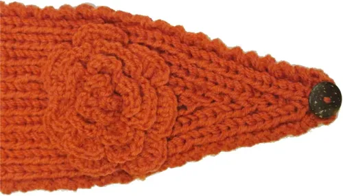 Vista 3 de Wrapables Diadema tejida a mano con diseño floral, color naranja