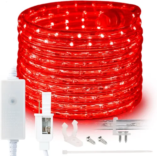 Vista 9 de 108 LED, 10 pies, luz LED de 1/2 pulgada de color blanco cálido para exteriores con controlador de 8 modos, impermeable, certificado ETL
