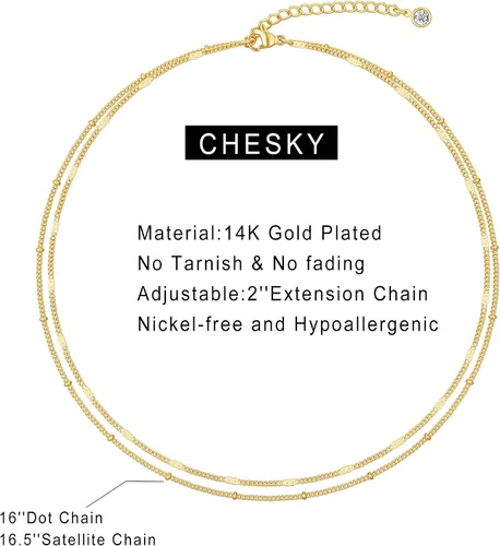 Vista 5 de CHESKY Collar con dije de satélite de moda para mujer, chapado en oro de 14 quilateschapado en plata, gargantilla delicada, collares de cuentas