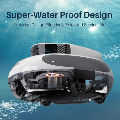 Vista 3 de POOLPURE Limpiador robótico inalámbrico para piscinas: motores duales de 35 W, tiempo de funcionamiento de 110 minutos, para piscinas sobre