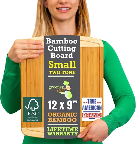 Vista 11 de GREENER CHEF Tabla de Cortar de Bambú de 15 Pulgadas con Reemplazos de por Vida - Tabla de Cortar de Madera Mediana para Cocina, Bloque