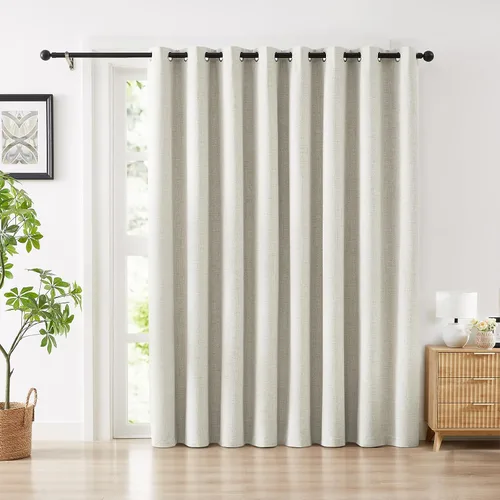 Vista 19 de Cortinas opacas de lino beige Melodieux de 63 pulgadas de largo para dormitorio, sala de estar, 100% cortinas con ojales para bloquear la luz