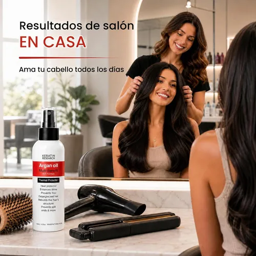 Vista 8 de Spray protector térmico para el cabello: mejora el brillo, elimina el encrespamiento, desenreda, evita las puntas abiertas, repone nutrientes, se