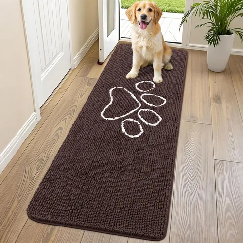 Vista 183 de Smiry Tapete para puerta de perro para patas fangosas, absorbente y Gris y negro