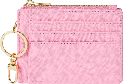 Vista 13 de Sodsay Estuche para tarjetas, cartera delgada con bolsillo frontal, para mujer, sujetatarjetas con llavero Slim, Front Pocket, Credit Card Holder
