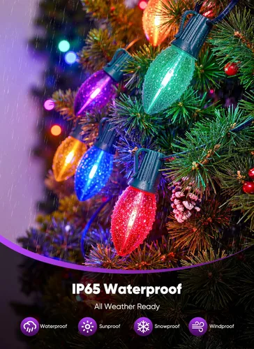Vista 4 de Luces de Navidad vintage C9 para exteriores, 50 pies, 50 luces LED Varios