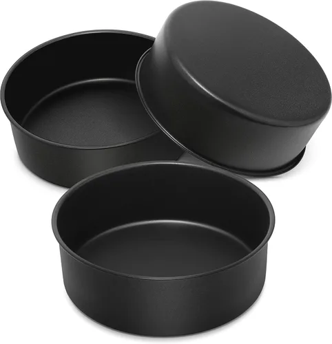 Vista 9 de E-far Juego de 2 moldes para pasteles de 9½ x 3 pulgadas, moldes redondos de acero inoxidable antiadherentes para hornear pasteles de cumpleaños