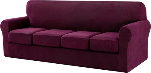 Vista 29 de CHUN YI Fundas de terciopelo para sofá de 4 piezas para sofá de 3 cojines, funda de sofá antideslizante resistente al agua, protector de muebles