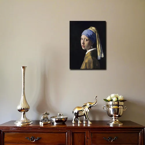 Vista 7 de YRYWAWA Jan Vermeer - Pendiente de pared con diseño de niña con perlas, pinturas al óleo famosas, pinturas clásicas para cocina, dormitorio, hogar