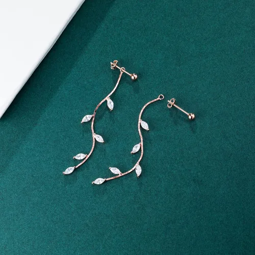 Vista 6 de SLUYNZ Aretes colgantes de plata de ley 925 con diseño de gota, para mujeres, adolescentes, niñas, hojas de olivo, aretes colgantes de boda, aretes