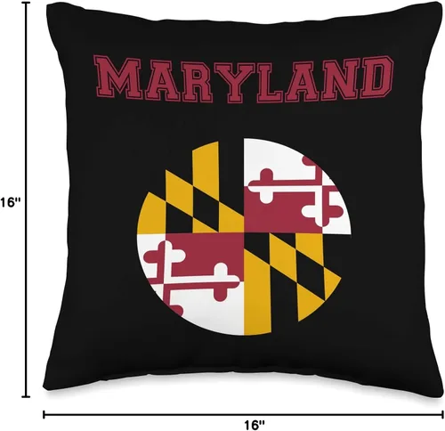 Vista 4 de Maryland Fan State Pride Gifts College University Style Maryland - Cojín de regalo, diseño de bandera de Maryland, 16.0 x 16.0 in, multicolor