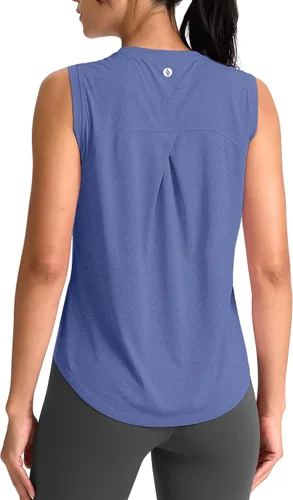 Vista 23 de SANTINY Camiseta sin mangas de entrenamiento para mujer, camiseta atlética Negro