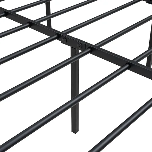 Vista 5 de Base de cama de plataforma tamaño Queen con cabecera de madera rústica vintage, marco de cama resistente con almacenamiento, no necesita somier