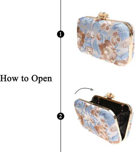 Vista 7 de Bolso de noche con bordado floral vintage para mujer, bolso de hombro para boda, fiesta, baile de graduación