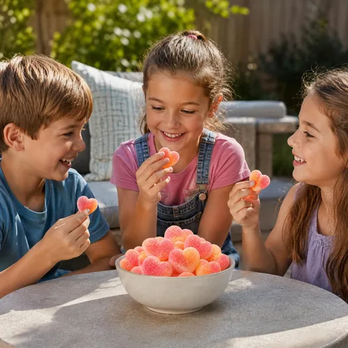 Vista 6 de Fruidles Valentine'S Candy Peach Gummy Hearts Candy, deliciosos sabores de frutas, sabor a fiesta (1 libra)