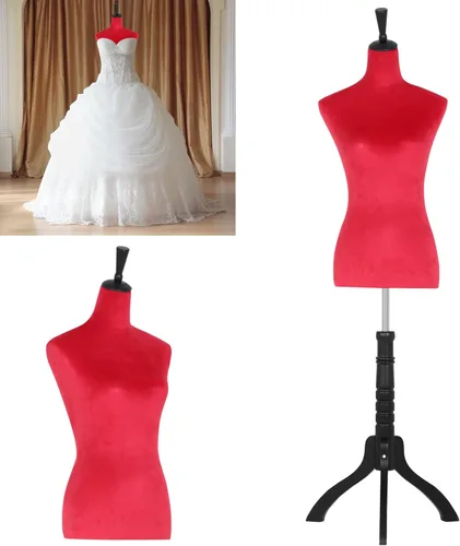 Vista 9 de BLKMTY Maniquí femenino con forma de torso para costura, maniquí de costura, altura del cuerpo, modelo de vestido de ropa ajustable con base