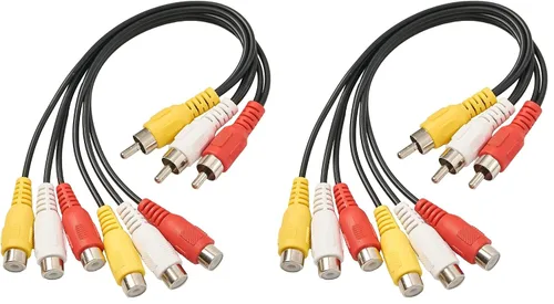 Vista 3 de QDiShi Cable divisor RCA, cable AV 3 RCA hembra a 6 RCA macho enchufe y adaptador de audio y video, 11.8 in/11.8 pulgadas