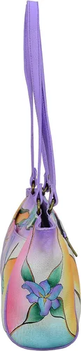 Vista 4 de Anna by Anuschka Women's Leather Small Tote Handbag, Hand-Painted Original Artwork