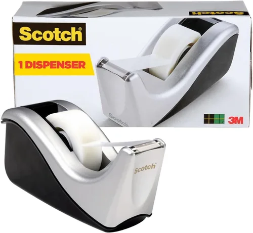 Vista 3 de Scotch Dispensador de cinta adhesiva para escritorio Silvertech de dos tonos (C60-ST)
