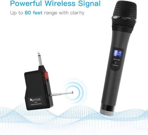 Vista 5 de Micrófono Inalámbrico, Micrófono Dinámico de Mano Sistema de Micrófono Inalámbrico para Noches de Karaoke y Fiestas en Casa para Divertirse Sobre