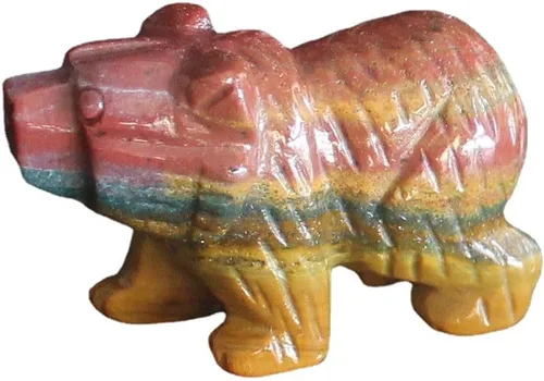 Vista 13 de Figura de oso de cristal tallada a mano, estatua de animal tallada en oficina, decoración del hogar, 1.5 pulgadas (obsidiana negra)
