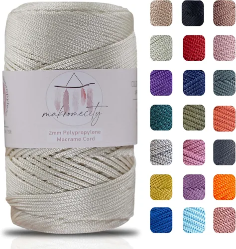 Vista 75 de Makromecity, Cordón de macramé de poliéster de 2 mm x 250 yardas (750 pies) Cordón de macramé de 2 mm de polipropileno para arte y manualidades