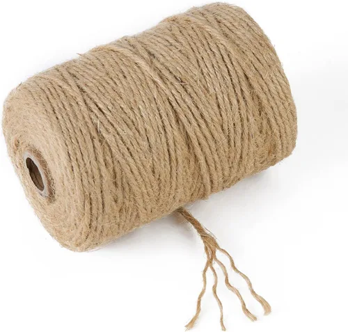 Vista 2 de Cordel de yute natural de 0.118 pulgadas y 328 pies para manualidades de regalo, proyectos de manualidades, envoltura, agrupación, embalaje
