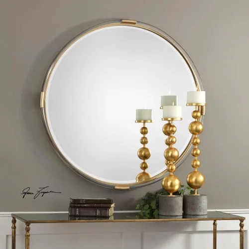Vista 2 de Uttermost Espejo redondo dorado Mackai