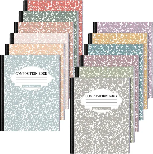 Vista 20 de Colarr Paquete de 8 cuadernos de composición de 9.75 x 7.5 pulgadas de ancho, libros de composición de papel de mármol a rayas de varios