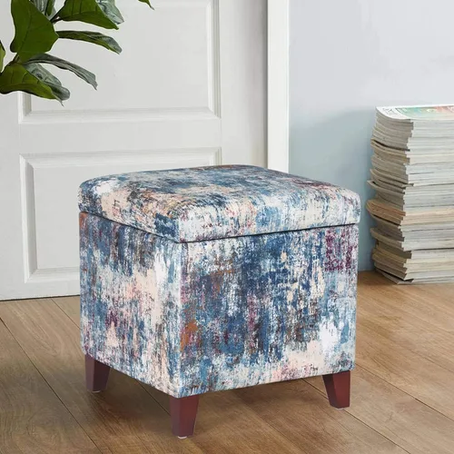 Vista 27 de Adeco Otomán Cubo de Piel Sintética Blanca de 18 Pulgadas de Alto con Almacenamiento, Taburetes Reposapiés de Silla de Terciopelo en Relieve 3D
