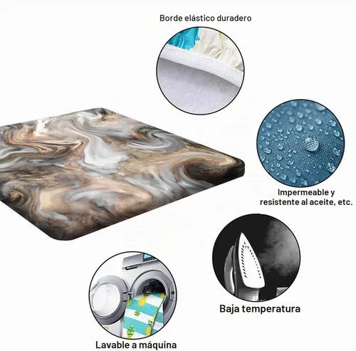 Vista 5 de RenteriaDecor Manteles Cuadrados de Mesa de Mármol con Ajuste, Textura de Marmoleado Retro Impermeable de Limpieza Fácil con Borde Elástico Manteles