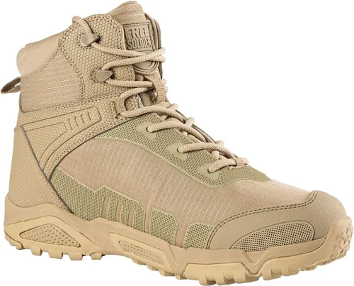 Vista 7 de FREE SOLDIER Botas de senderismo impermeables para hombre, botas de trabajo ligeras, botas tácticas militares, botas de combate duraderas